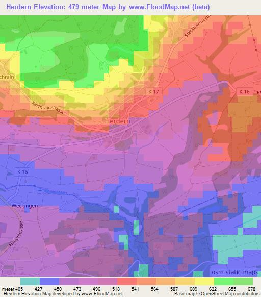 Herdern,Switzerland Elevation Map