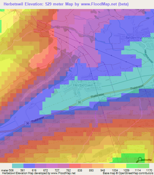 Herbetswil,Switzerland Elevation Map