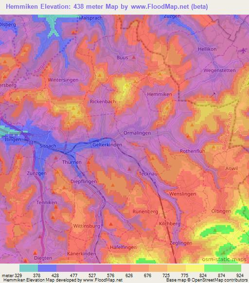 Hemmiken,Switzerland Elevation Map