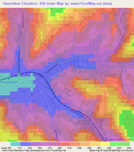 Hemmiken,Switzerland Elevation Map