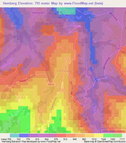 Hemberg,Switzerland Elevation Map