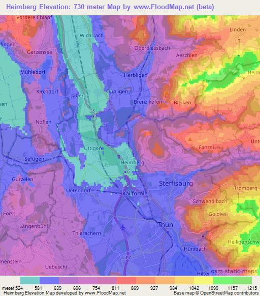 Heimberg,Switzerland Elevation Map