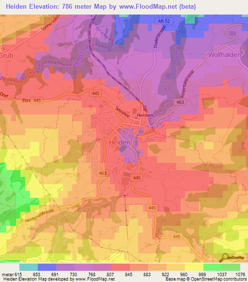 Heiden,Switzerland Elevation Map