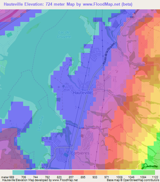 Hauteville,Switzerland Elevation Map