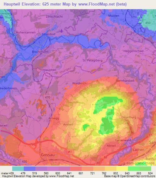 Hauptwil,Switzerland Elevation Map