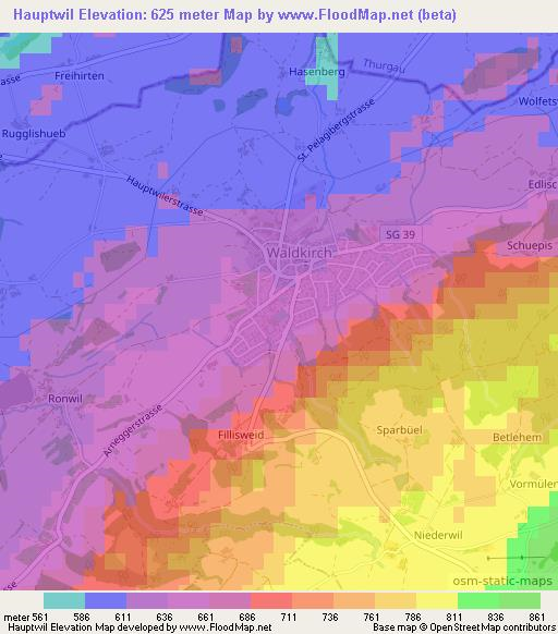 Hauptwil,Switzerland Elevation Map