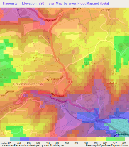 Hauenstein,Switzerland Elevation Map