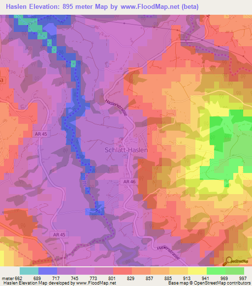 Haslen,Switzerland Elevation Map