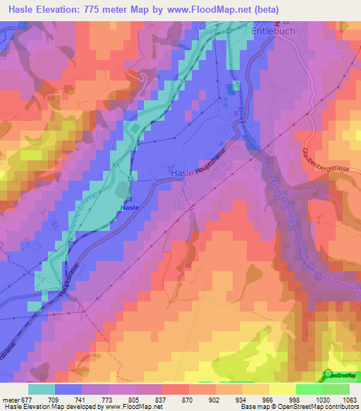 Hasle,Switzerland Elevation Map