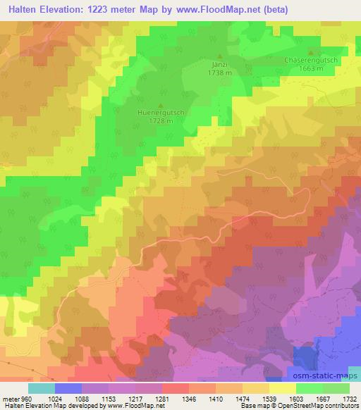 Halten,Switzerland Elevation Map