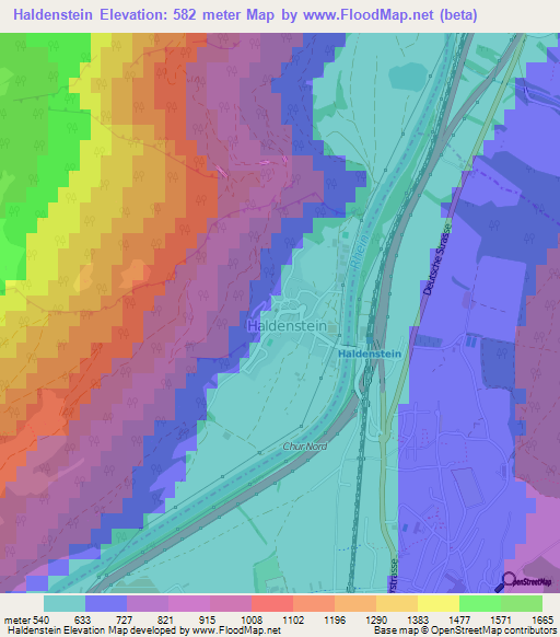 Haldenstein,Switzerland Elevation Map