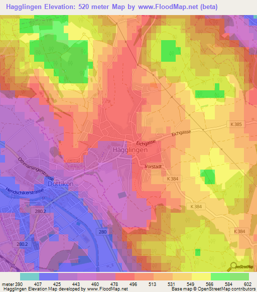 Hagglingen,Switzerland Elevation Map