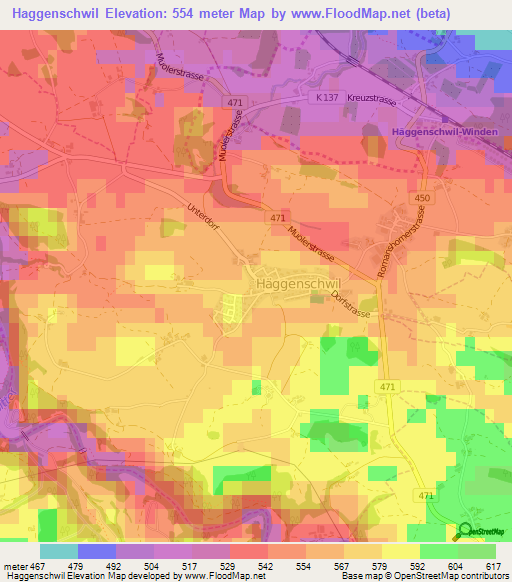 Haggenschwil,Switzerland Elevation Map