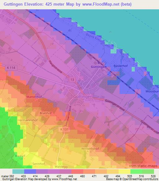 Guttingen,Switzerland Elevation Map