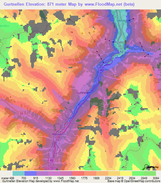 Gurtnellen,Switzerland Elevation Map