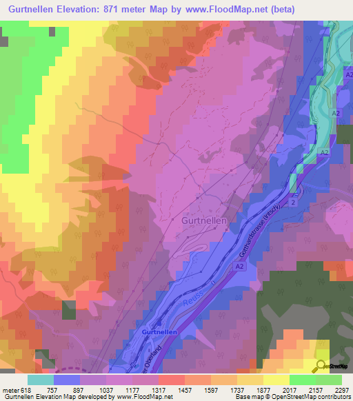 Gurtnellen,Switzerland Elevation Map