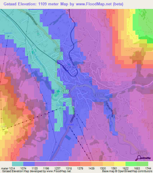 Gstaad,Switzerland Elevation Map