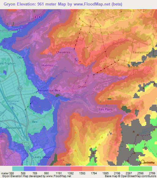 Gryon,Switzerland Elevation Map