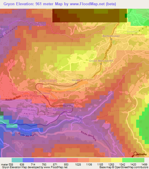 Gryon,Switzerland Elevation Map