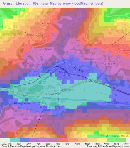 Grusch,Switzerland Elevation Map