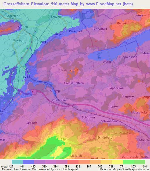 Grossaffoltern,Switzerland Elevation Map