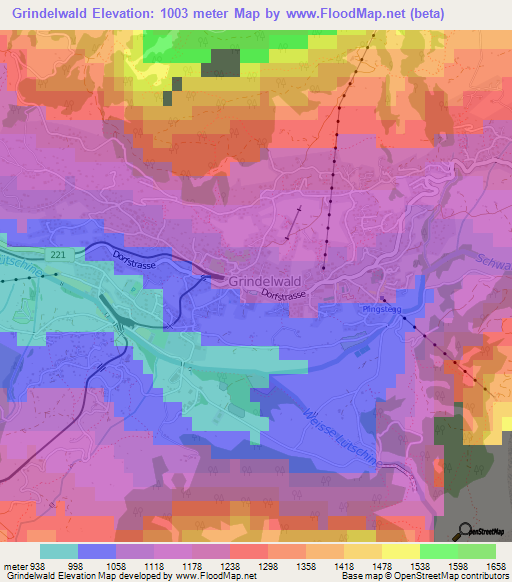 Grindelwald,Switzerland Elevation Map