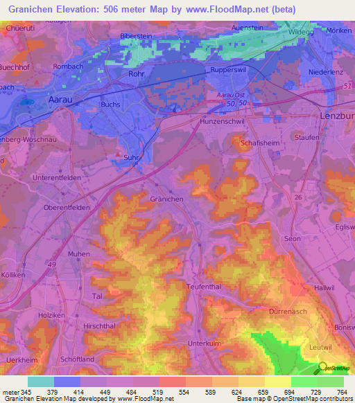 Granichen,Switzerland Elevation Map