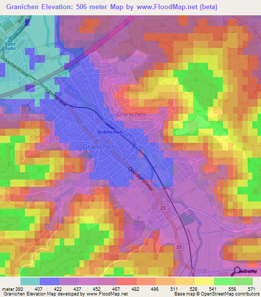 Granichen,Switzerland Elevation Map