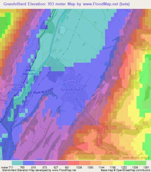 Grandvillard,Switzerland Elevation Map