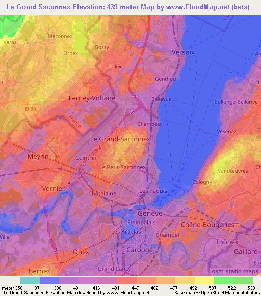 Le Grand-Saconnex,Switzerland Elevation Map