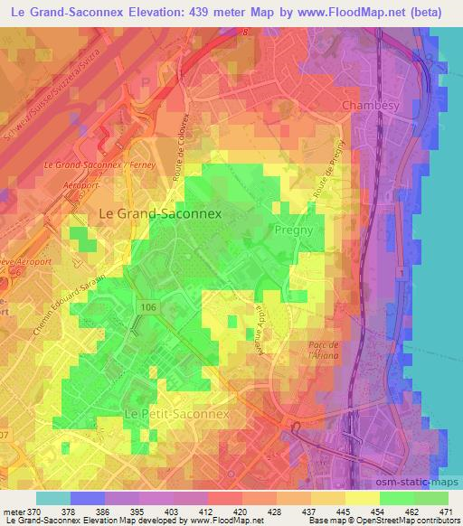Le Grand-Saconnex,Switzerland Elevation Map