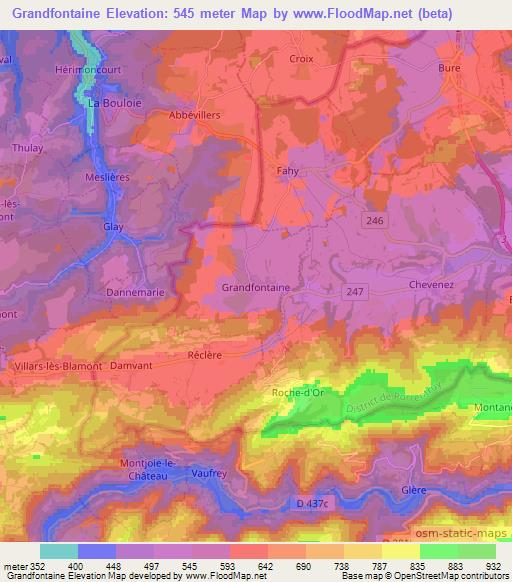 Grandfontaine,Switzerland Elevation Map