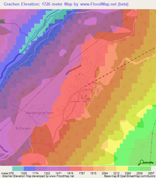 Grachen,Switzerland Elevation Map