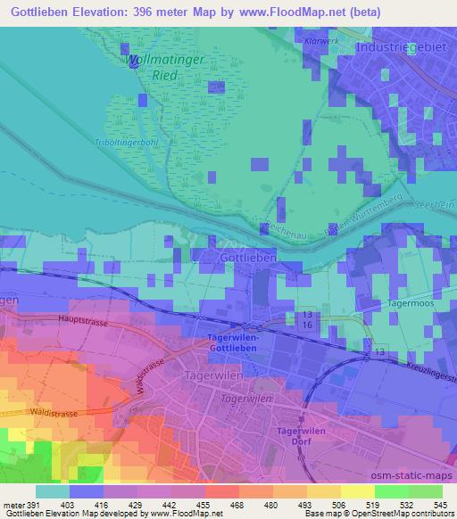 Gottlieben,Switzerland Elevation Map