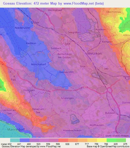 Gossau,Switzerland Elevation Map