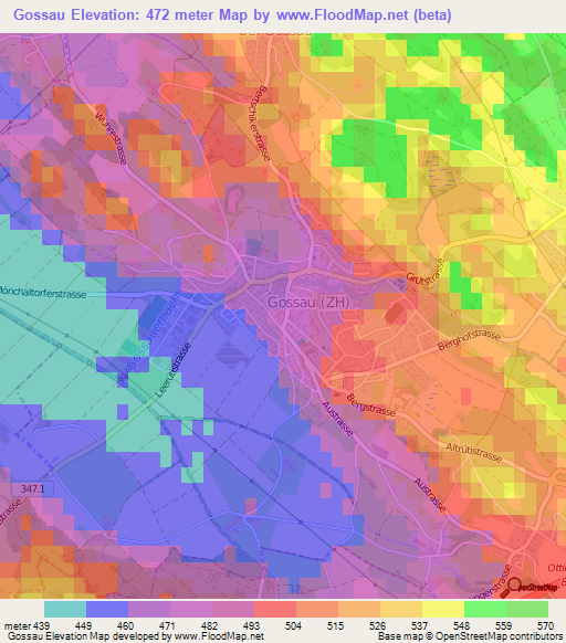 Gossau,Switzerland Elevation Map