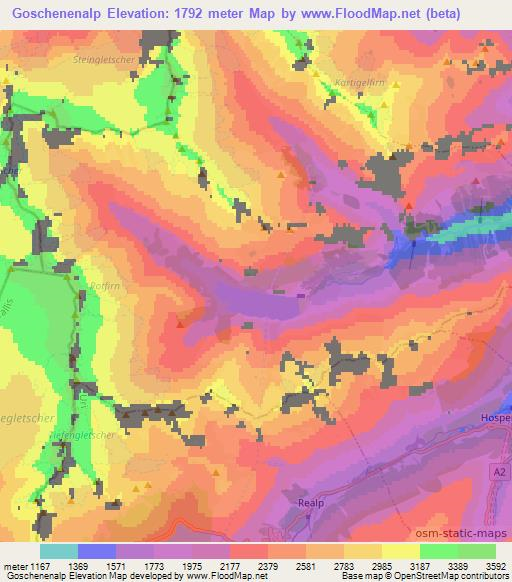 Goschenenalp,Switzerland Elevation Map