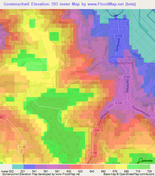 Gontenschwil,Switzerland Elevation Map