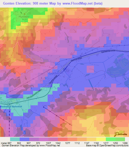 Gonten,Switzerland Elevation Map