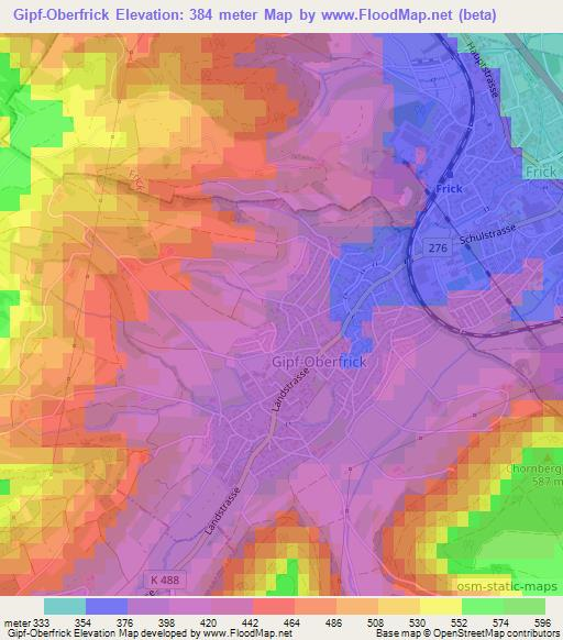 Gipf-Oberfrick,Switzerland Elevation Map