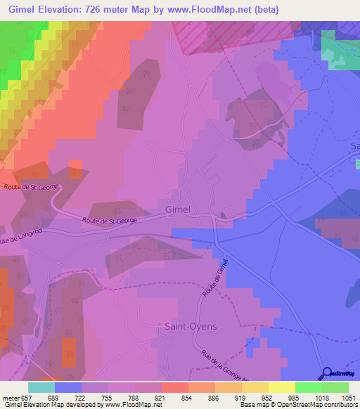 Gimel,Switzerland Elevation Map