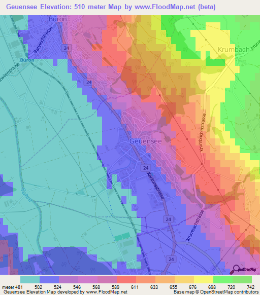 Geuensee,Switzerland Elevation Map