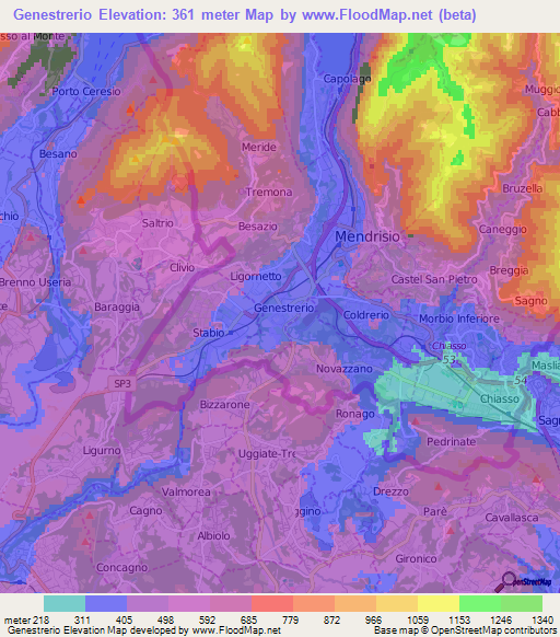 Genestrerio,Switzerland Elevation Map