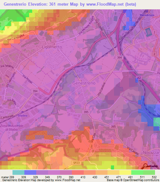 Genestrerio,Switzerland Elevation Map