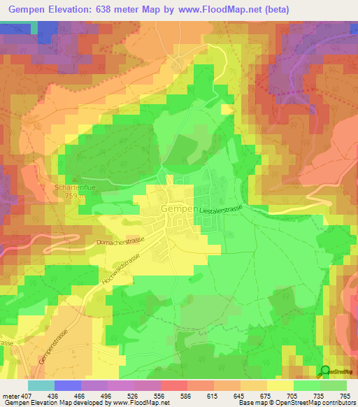 Gempen,Switzerland Elevation Map