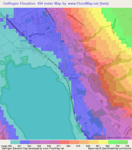 Gelfingen,Switzerland Elevation Map