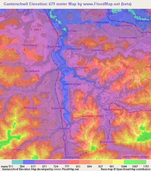 Ganterschwil,Switzerland Elevation Map