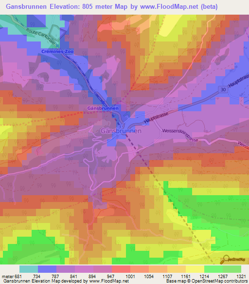Gansbrunnen,Switzerland Elevation Map