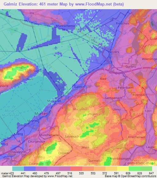 Galmiz,Switzerland Elevation Map