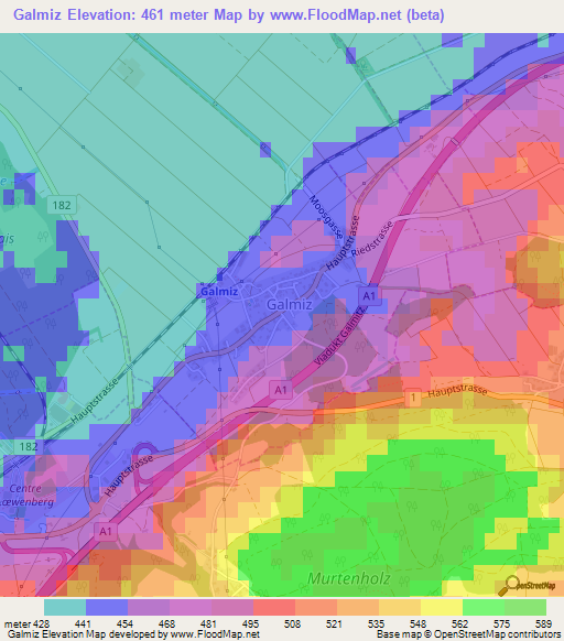 Galmiz,Switzerland Elevation Map